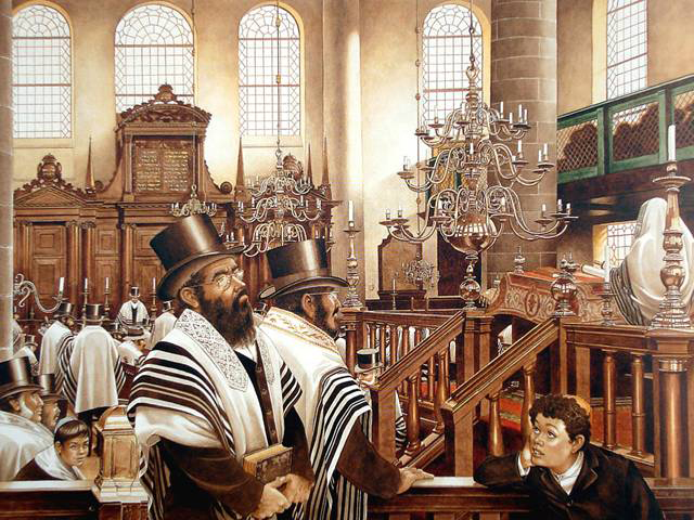 een dienst in een synagoge